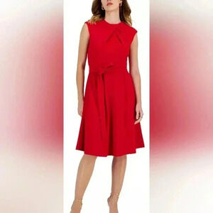 Tahari ASL Pleated-neck Sleeveless fit & flare dress NWT SZ 14 Cocktail dress